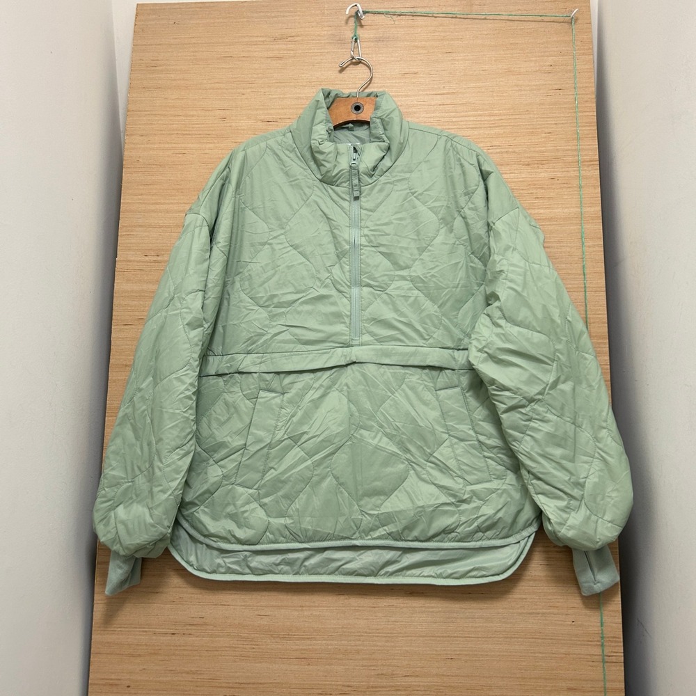 Old Navy Active Womens Sage Green Quilted Half Zip Water Resistant Jacket S